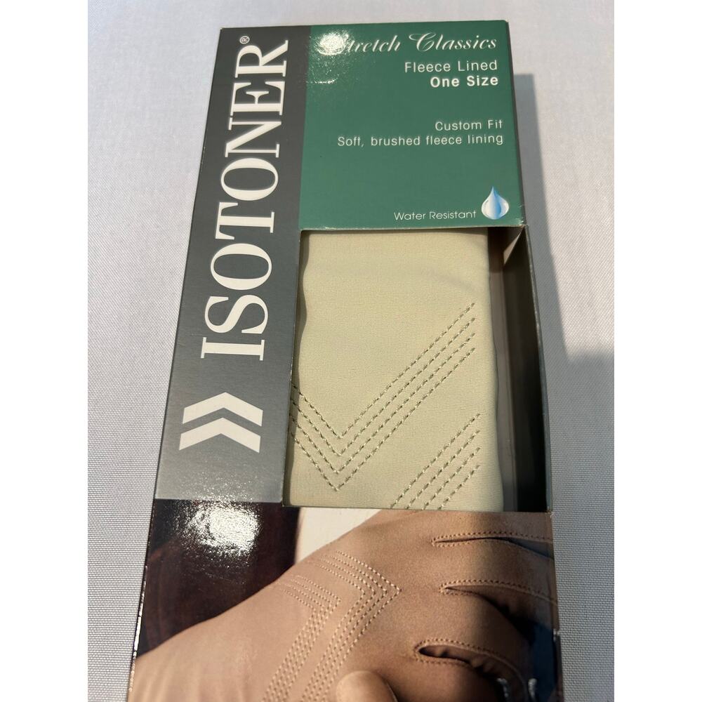 Isotoner Stretch Classics Fleece Lined Water Resistant Gloves Beige OS - Picture 7 of 8